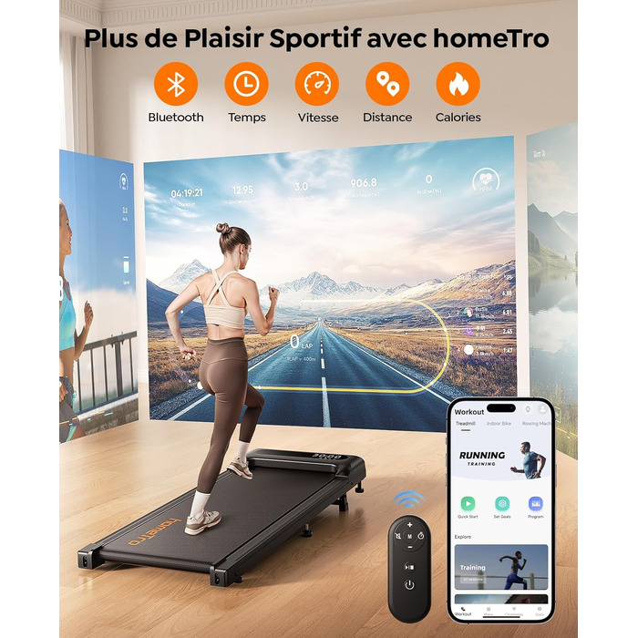 Walking Pad з нахилом (4%/9%) – компактне бігове полотно для дому з регулюванням нахилу, 1-8 км/год, з підключенням до додатку та пультом дистанційного керування, подвійним амортизатором, до 120 кг, без монтажу, портативне з вбудованими роликами – для офі