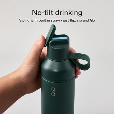 Еко-пляшка Ocean Bottle GO 500 мл, нержавіюча сталь, зелена, багаторазова, з переробленого матеріалу