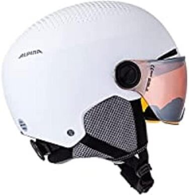 ALPINA ARBER VISOR Q-LITE – Легкий лижний шолом з візором для дорослих, білий матовий, 51-55 см, контрастне скло