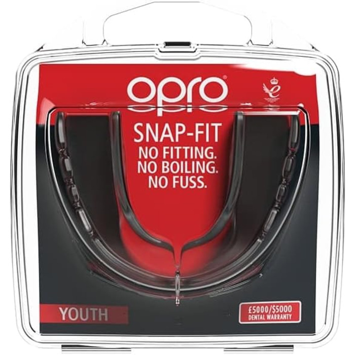 Капа спортивна OPRO Snap-Fit для дорослих та дітей, захист для хокею, лакросу, регбі, MMA, боксу та інших контактних видів спорту (прозора)