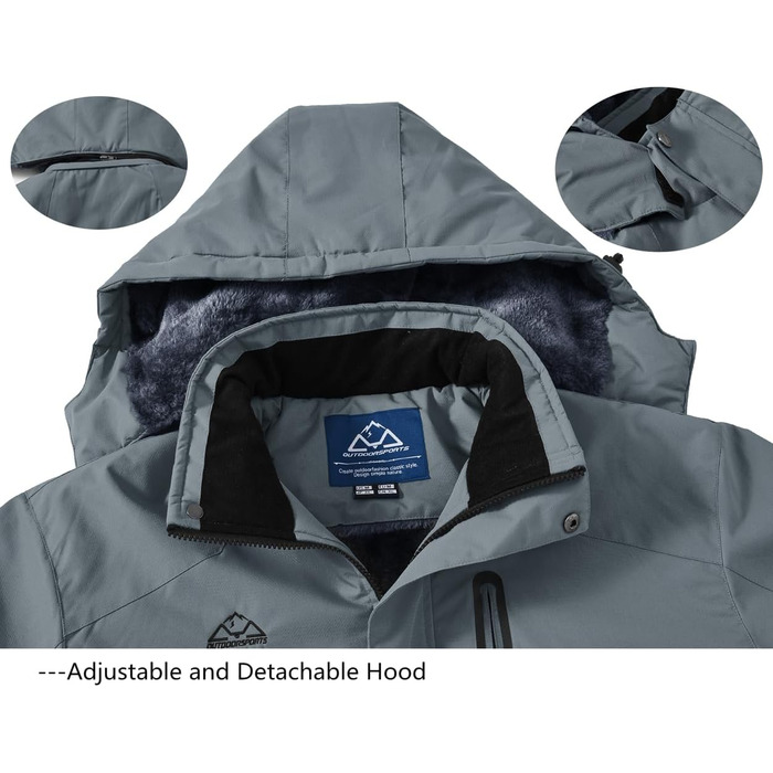 Чоловіча зимова куртка для туризму та активного відпочинку з капюшоном (Сірий, XL)