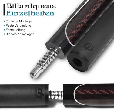 Більярдний кий з карбону, 58 дюймів, 12.5 мм наконечник, 20/21 унція, для аматорів та професіоналів