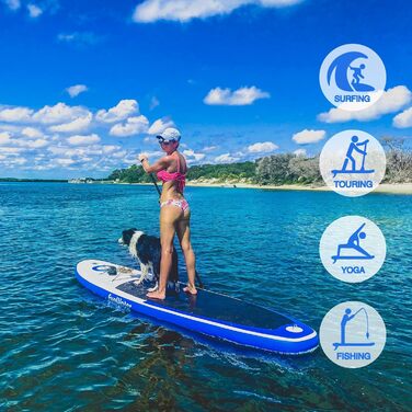 Надувна SUP-дошка FunWater з регульованим веслом, насосом, антиковзким EVA покриттям, страховочним шнуром і сидінням для дорослих SMILE