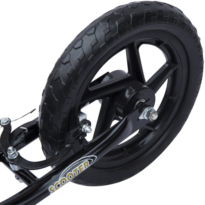 Дитячий самокат HOMCOM Kickscooter 12 дюймів із заднім гальмом, регульований по висоті самокат чорного кольору, міцна сталь та EVA, ідеально підходить для дітей