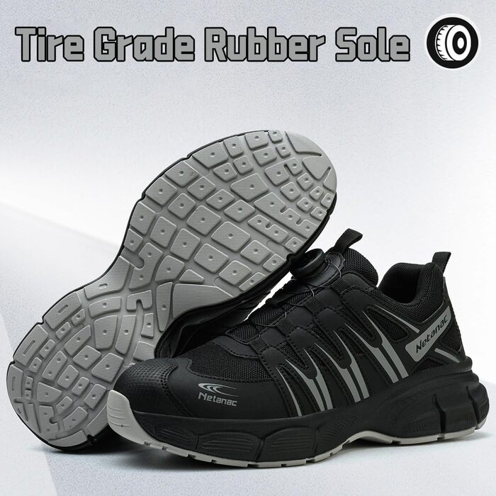 Чоловічі та жіночі робочі черевики з металевим носком, зручні та дихаючі, широка колодка, гумова підошва, сірі, 42 EU