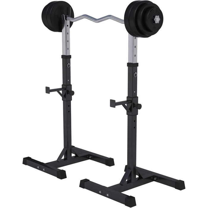 Стійка для штанги GORILLA SPORTS з набором гантелей 35 кг, SZ-грифом 120 см, регулювання висоти 6 і 14 рівнів, до 500 кг, сталь – стійка для штанги, присідань, Squat Rack