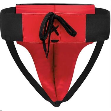 Захисні шорти RDX Aura Plus T17 для боксу, MMA, муай-тай, бойових мистецтв - шкіра Kalix Skin, EVA-подушка, захисний чашечка з PVC, дихаюча та легка захисна екіпіровка, червоний L