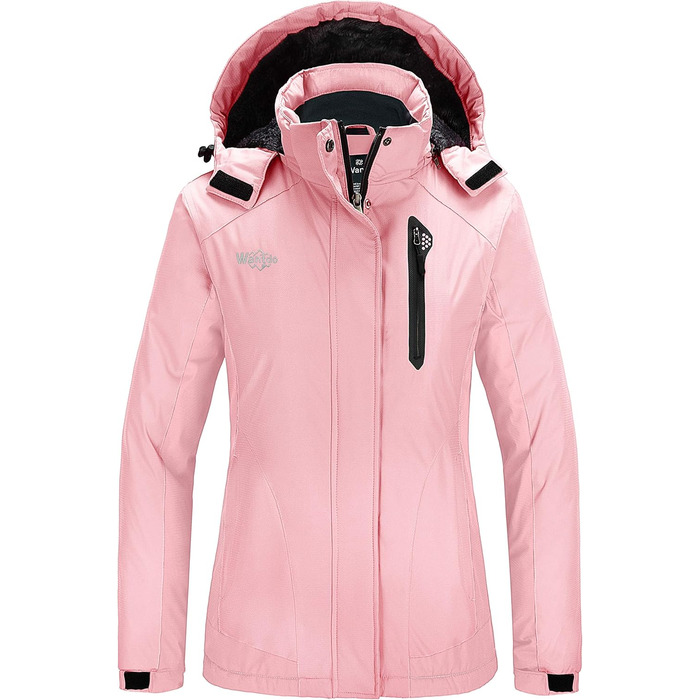 Жіноча зимова куртка Wantdo для катання на лижах та сноуборді з флісовою підкладкою, рожевого кольору (XL)