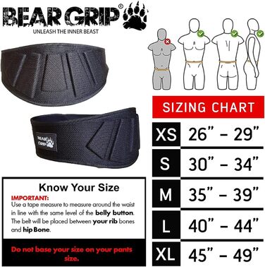 Пояс для важкої атлетики BEAR GRIP, неопреновий, вигнутий, з підтримкою спини та попереку, для фітнесу та бодібілдингу, чорний, XL