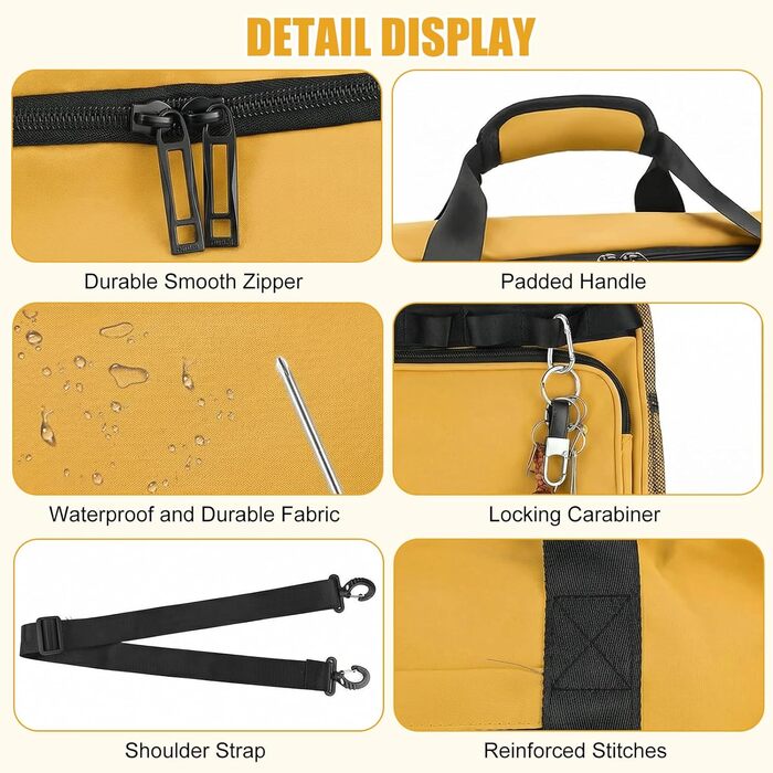 Спортивна сумка для подорожей 65Л з відділенням для взуття та вологих речей, велика сумка для залу, плавання та поїздок (Жовта)