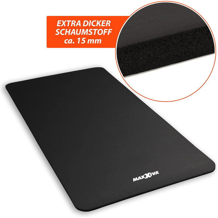 Фітнес-мат для йоги MAXXIVA 190x100x1,5 см, чорний, антиковзкий, без фталатів, з ременем для перенесення – гімнастичний, спортивний, тренувальний килимок