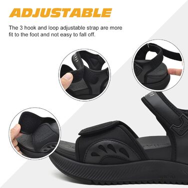 Жіночі сандалі Oncai Wander з ортопедичною устілкою та підтримкою склепіння стопи, чорні, розмір 36-43