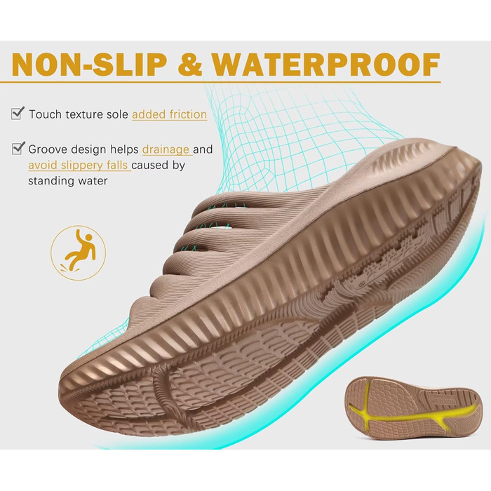 Ортопедичні відновлювальні сандалі KuaiLu для жінок, комфортні та легкі тапочки при плантарному фасціїті, розвантаження суглобів та спини, колір бежевий, розмір 40 EU