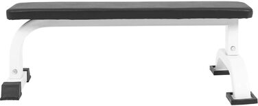 GORILLA SPORTS® Лава для жиму та тренувань, 110x58x40 см, до 250 кг, гумові ніжки, біла – фітнес лава, універсальна для силових вправ, пресу, банк для жиму лежачи
