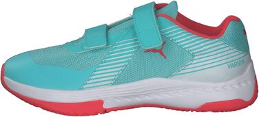 Дитячі спортивні зала-тенісні кросівки PUMA Varion V Jr. 37.5 EU, кольори: Aqua, Sunblaze, White