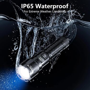 LED ліхтарик Gearlite: 6000 люмен, тактичний, з регулюванням фокусу, 3 режими, водонепроникний (IP65), для кемпінгу, риболовлі, надзвичайних ситуацій та піших прогулянок