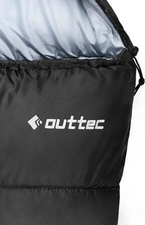 Спальний мішок Outtec з капюшоном, мумієподібний, ультралегкий, компактний, для кемпінгу, дітей та дорослих, для активного відпочинку, чорний