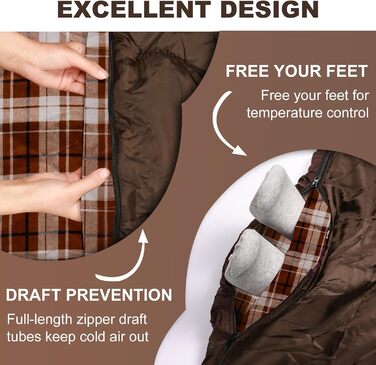 Спальний мішок для двох осіб, XL, Queen Size, для кемпінгу та походів, універсальний, вологостійкий, з компресійним мішком, чорний/зелений (кава)