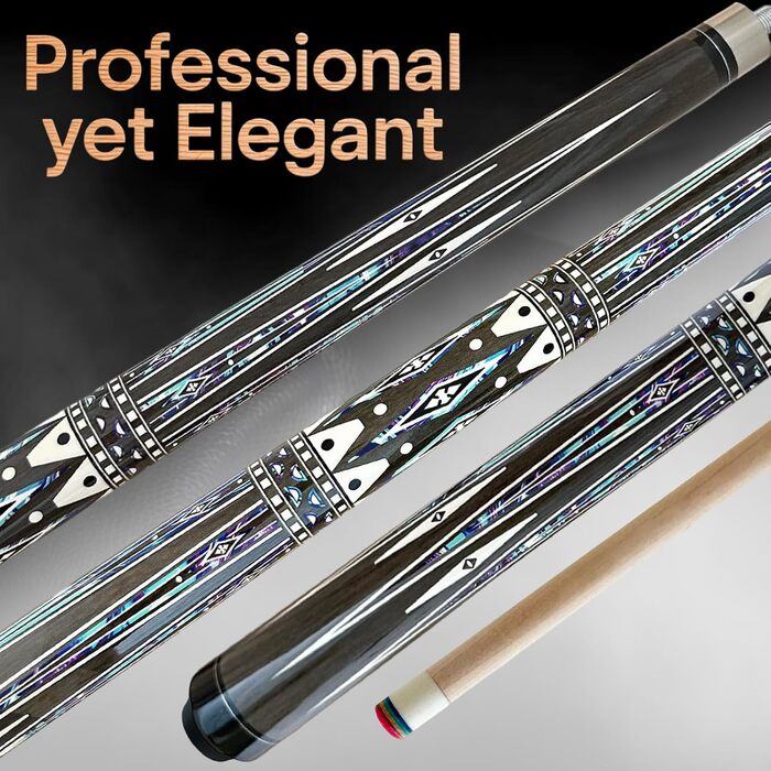 Професійний більярдний кий Tai BA, 19 ounce, 2-секційний, канадський клен, 11,75 мм наконечник, 144,8 см, блакитний, червоний, сірий, зелений