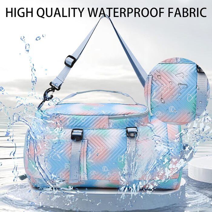 Спортивна сумка AUNGKWANG для дівчаток, водонепроникна, з відділенням для взуття та мокрих речей (Рожева/Блакитна)