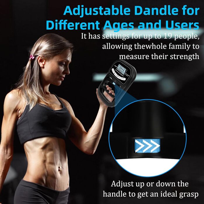 Динамометр ручний цифровий 180 кг з USB зарядкою та LCD-дисплеєм для спортсменів та домашніх тренувань