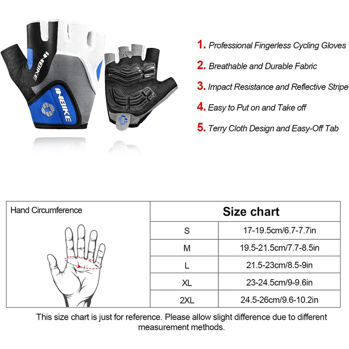 Велосипедні рукавички Inbike напівпальцеві гелеві дихаючі антиковзні амортизуючі для гірського велосипеда чоловічі жіночі літні для велоспорту MTB блакитні L