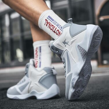 Баскетбольні кросівки High Top з антиковзким покриттям, легкі та зручні, розмір 43 EU, вузька колодка, білі