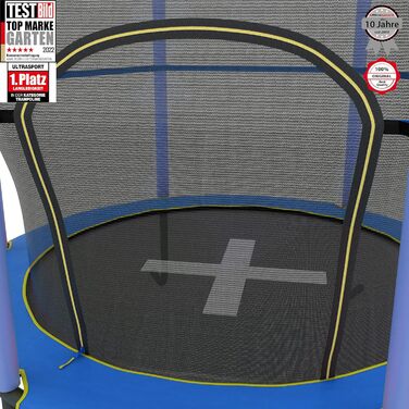 Трамплін Ultrasport Uni-Jump для дітей на відкритому повітрі: Ø 140-460 см, до 150 кг. Комплект з сіткою, захистом та монтажним набором. Трамплін для дому 140 см (блакитний)