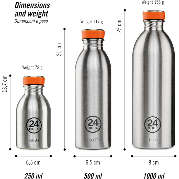Пляшка для води 24Bottles з нержавіючої сталі 500 мл, легка, неізольована, для роботи, школи та університету (Pachino)
