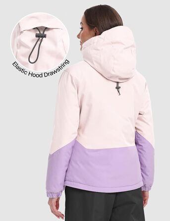 Жіноча лижна куртка GEMYSE з інтегрованими плечовими ременями. Тепла зимова куртка, водонепроникна, вітронепроникна та дихаюча. Снігова куртка для активного відпочинку. Кольори: SakuraRosa, Eisviolett, Morgenvioett. Розмір: L