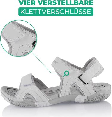 Трекінгові сандалі Fusskleidung® унісекс, біло-сірі, 45 EU, з міцною підошвою для походів та літа