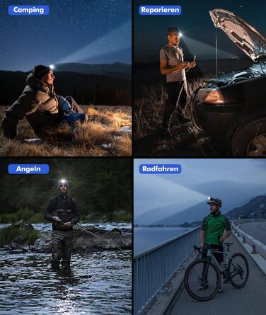 Налобний ліхтар LED, 2 шт. - перезарядна суперяскрава модель з 5 режимами, біле та червоне світло, IPX4 вологостійкий, регульований кут 60° для бігу/кемпінгу/дорослих