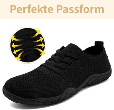 Жіночі спортивні кросівки Barfuss для бігу та занять спорту. Легкі, зручні, з підошвою, що не ковзає. Розмір 40 EU, чорний колір.