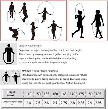 Стрибковий скакалка Tzviod зі сферичними підшипниками, регульована довжина, неслизька ручка з ABS-пластику, для домашніх тренувань, схуднення та боксу - фітнес для дорослих