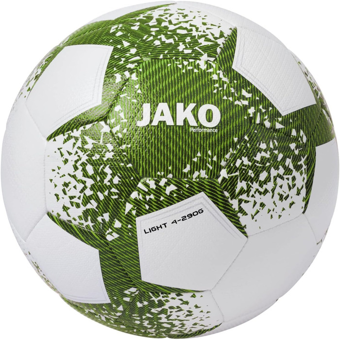 Футбольний м'яч JAKO Lightball Performance 2308, білий/хакі/неоново-зелений, розмір 4, 290 г