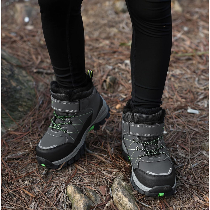 Зимові черевики TARELO для дітей, непромокаючі зимові черевики, черевики для снігу, унісекс, утеплені туристичні черевики, сірі, розмір 32-39