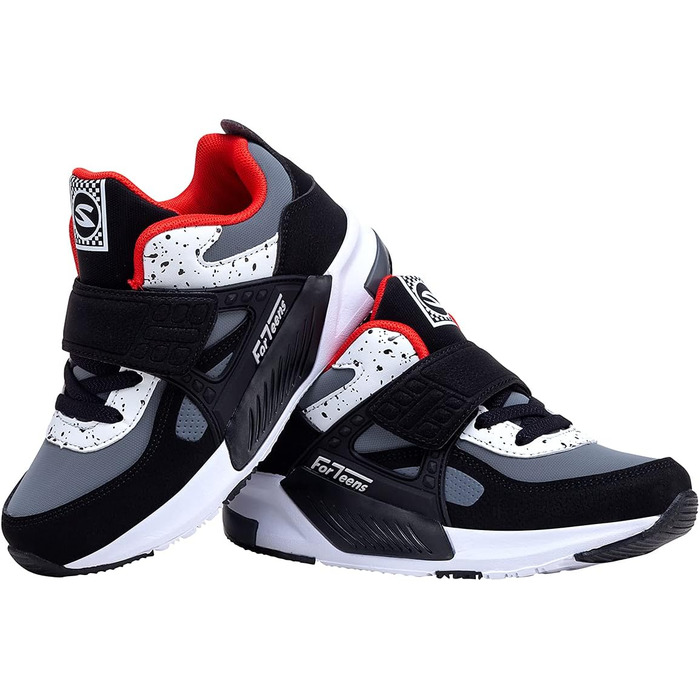 Дитячі спортивні кросівки для занять у залі: дихаючі, легкі, для бігу та активного відпочинку, чорно-червоні, 34 EU