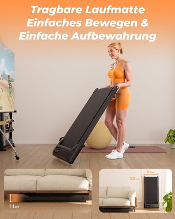 Walking Pad Lacuffy 2.5 HP: біговий доріжки для дому з керуванням через додаток, підтримка 136 кг, чорний, 90 см