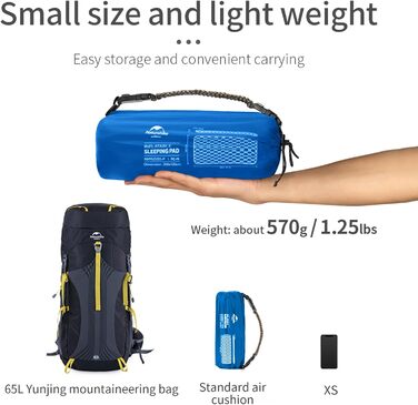 Naturehike Ultraleichte Isomatte - Надувна туристична каремат Naturehike 6.5 см для кемпінгу та походів (Блакитна)