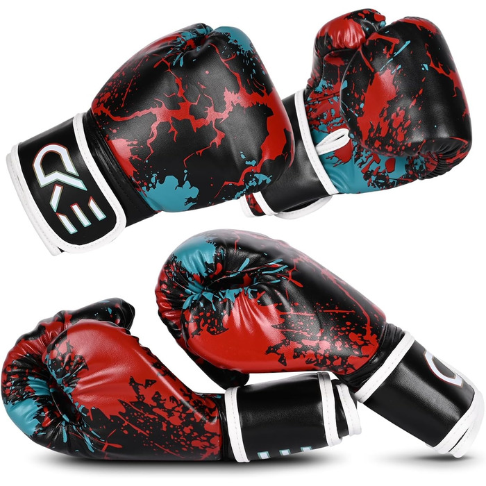 Боксерські рукавички для дітей CKE, 5-12 років, для тренувань, бокс, кікбоксинг, муай-тай, зелені (червоно-чорні)
