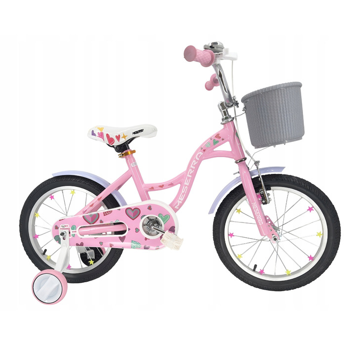 Дитячий велосипед Platinum 16 дюймів, рожевий, з кошиком та дзвоником