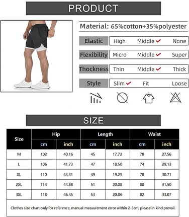 Шорти чоловічі MANUODANNI 2-в-1 спортивні, швидковисихаючі, літні, для занять спортом та тренувань (Чорний, XL)