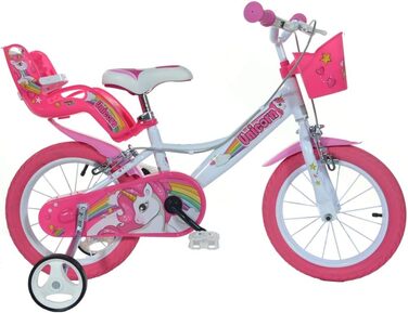 Дитячий велосипед Dino Bikes 144R-UN Einhorn, білий/рожевий, одношвидкісний
