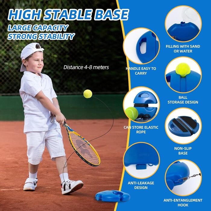 Набір для гри в теніс JOY SPOT: 2 ракетки, м'яч для відбивання, тенісні м'ячі зі шнуром та сумка для початківців, дітей та дорослих, тренувальний інвентар для ігор на вулиці та в саду