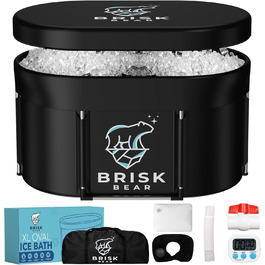 Еліптична ванна для криотерапії XL від Brisk Bear з кришкою – велика ванна для відновлення після спорту з цифровим таймером – холодне занурення для розслаблення та зняття напруги