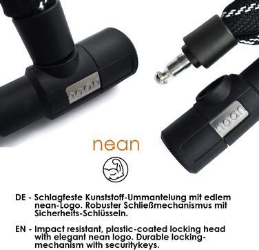 Надійне велозамкне Nean Kettenschloss: 900 мм, сталевий ланцюг, 2 ключі, чорний