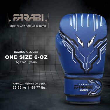 Дитячі боксерські рукавички Farabi Sports 6oz для хлопчиків і дівчат, сірі – для боксу, ММА, муай-тай, боксерського мішка та тренувань, вік 5–10 років