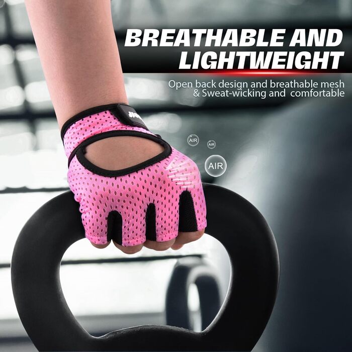 Фітнес рукавички для чоловіків Daen, дихаючі, для важкої атлетики, тренувань, спорту, силових тренувань, бодібілдингу, велоспорту (Рожевий, S)