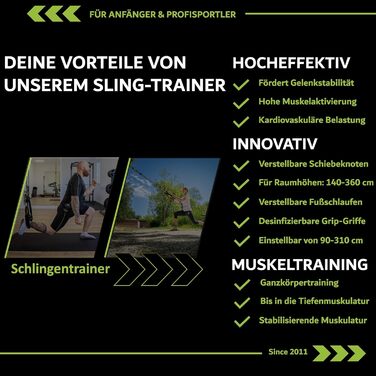 Преміум слінг-тренажер eaglefit Allround для дому та подорожей, з роликом, дверним анкером, постером і аксесуарами (регулювання 90-310 см), для силових тренувань і набору м'язової маси, універсальне кріплення, чорний