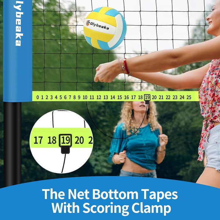 Волейбольне мережеве поле для трави, газону, двору, в приміщенні та на вулиці. Регульоване по висоті, міцне, комплект з натягувачами та затискачами. 32 фути, блакитний + жовтий